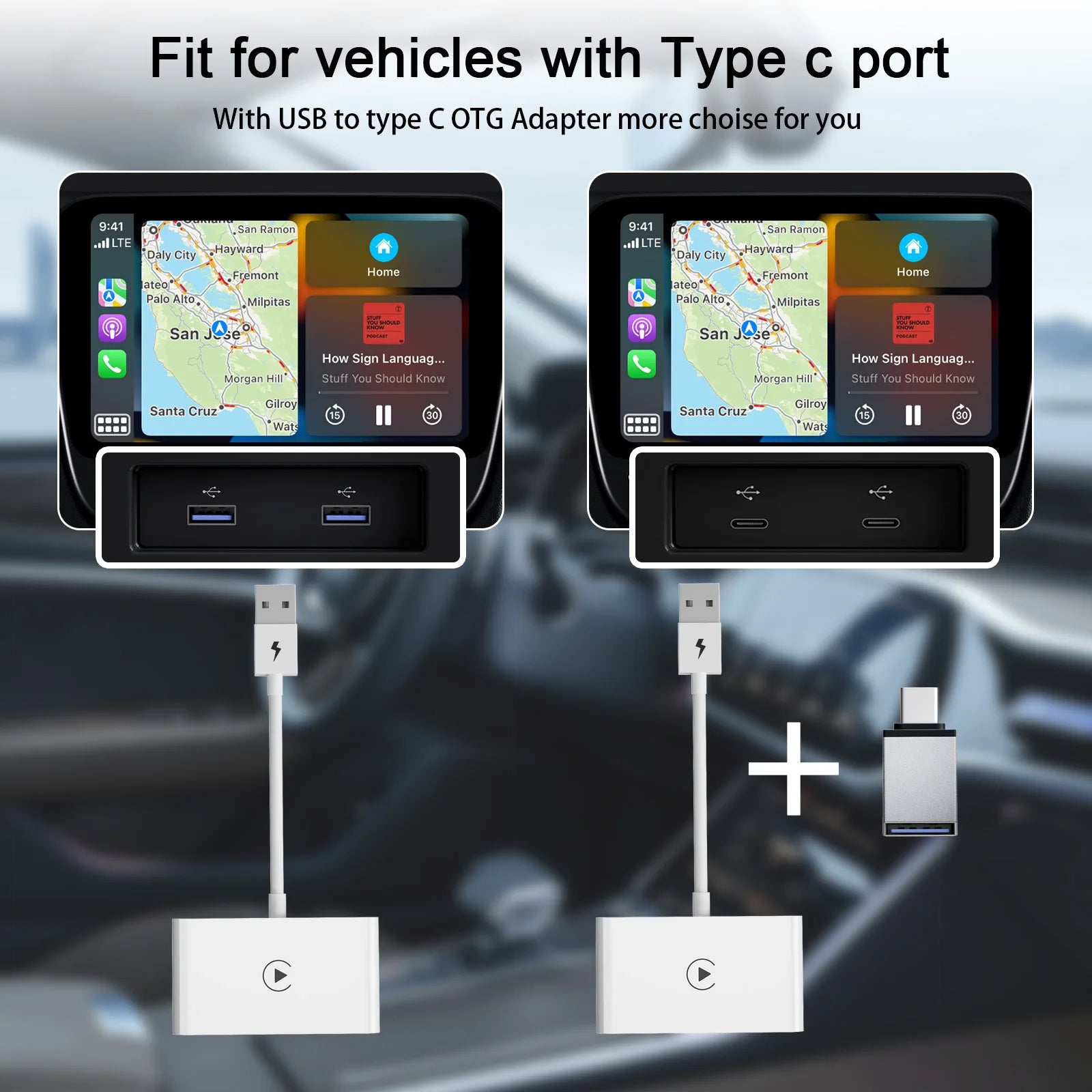 Kabelloser CarPlay-Adapter für Android und Apple